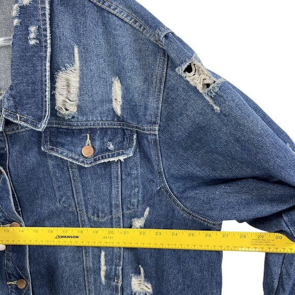 Jack & Avery Womens 3XL Outerwear Destroyed Distressed Denim Ripped Jean Jacket - Picture 12 of 16